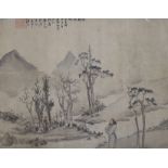 Chinese School, watercolour, Figure in a landscape, signed, 40 x 53cm, unframed