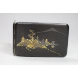 A Japanese gold damascened iron cigarette case, probably by Takeda Brothers