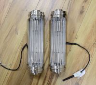 A pair of Art Deco style chrome light fittings
