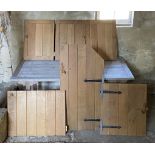 Six solid oak cupboard doors, consisting of three 72 x 52cm; one 73 x 63cm; one 82 x 63.5cm and