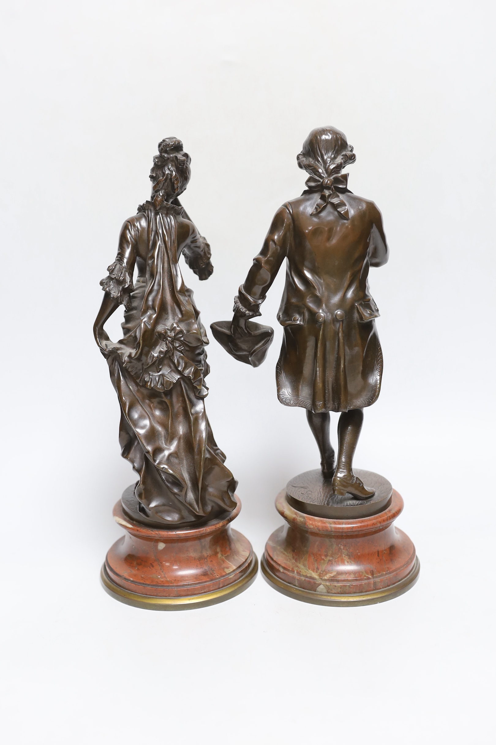 Karl Sterrer (1844-1918. A pair of bronze figures of a lady and gentlemen in 18th century dress, - Image 2 of 3