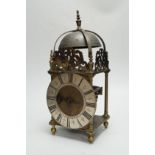 An 18th century and later brass lantern clock, 38cm