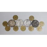 Coinage: a Victoria crown 1891 and two US Morgan dollars 1897 and 1896 dollar etc