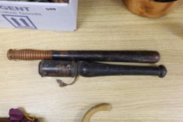A George IV and a Victorian truncheon, 42cm long (2)