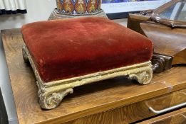A Victorian carved giltwood foot stool, width 33cm, height 13cm