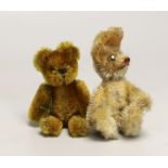 A Schuco rabbit, 1950's, 4in., some hair loss, and a Schuco bear, 1930's, 4in., excellent condition