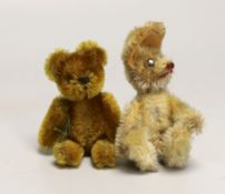 A Schuco rabbit, 1950's, 4in., some hair loss, and a Schuco bear, 1930's, 4in., excellent condition
