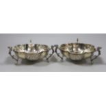 A pair of George V silver tri-handled bonbon dishes, Horace Woodward & Co Ltd, Birmingham, 1912,