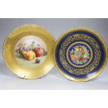 Two Minton fruit painted plates, one signed K Dean, 22.5cms diameter