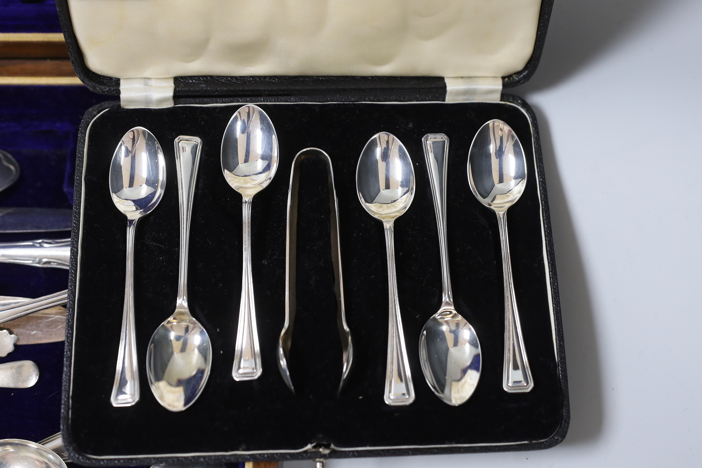 A cased set of six Norwegian 925S and enamelled coffee spoons, a cased set of six silver teaspoons - Image 4 of 4