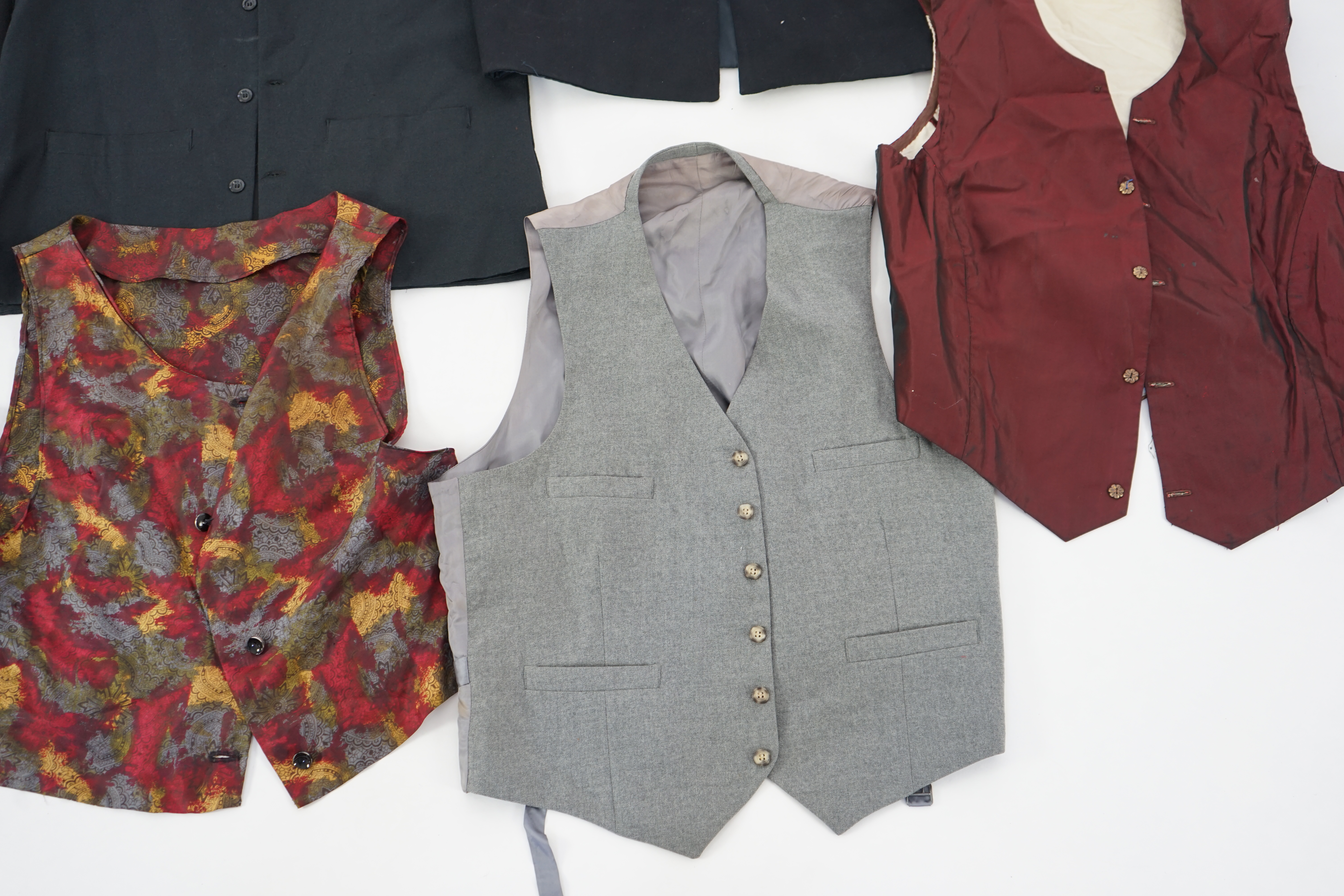 Five assorted men's period waistcoats (darker colours). Ex Pavilion Opera. - Image 7 of 8