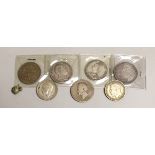 British coins - a William IV halfcrown 1834, two Victoria halfcrowns 1887, 1889, Austrian Empire,