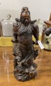 A Japanese carved hardwood samurai figure, height 65cm