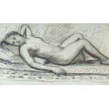 Hubert Arthur Finney (1905-1991), three drawings and a lithograph, Nude studies and Doll on an