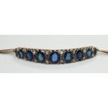 An Edwardian yellow metal, sapphire and rose cut diamond chip set bracelet, approx. 15cm, gross