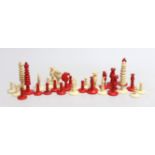 A 19th century stained bone chess set