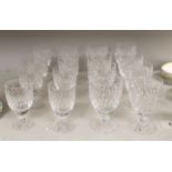 Sixteen Waterford crystal glasses, tallest 13cm high