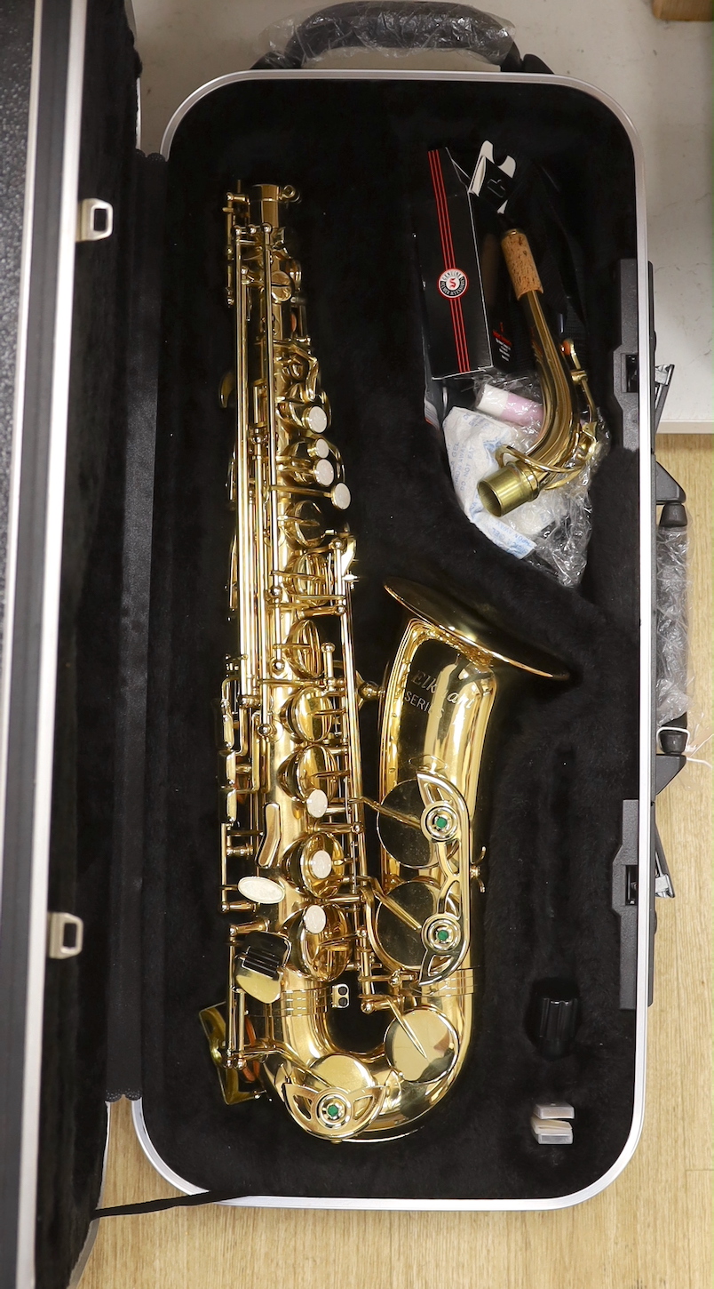 A cased saxophone, Elkhart