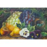 N. Vincent, oil on canvas, Still life of fruit and flowers, signed, 24 x 35cm