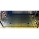A contemporary rectangular glass coffee table, width 100cm, depth 95cm, height 30cm