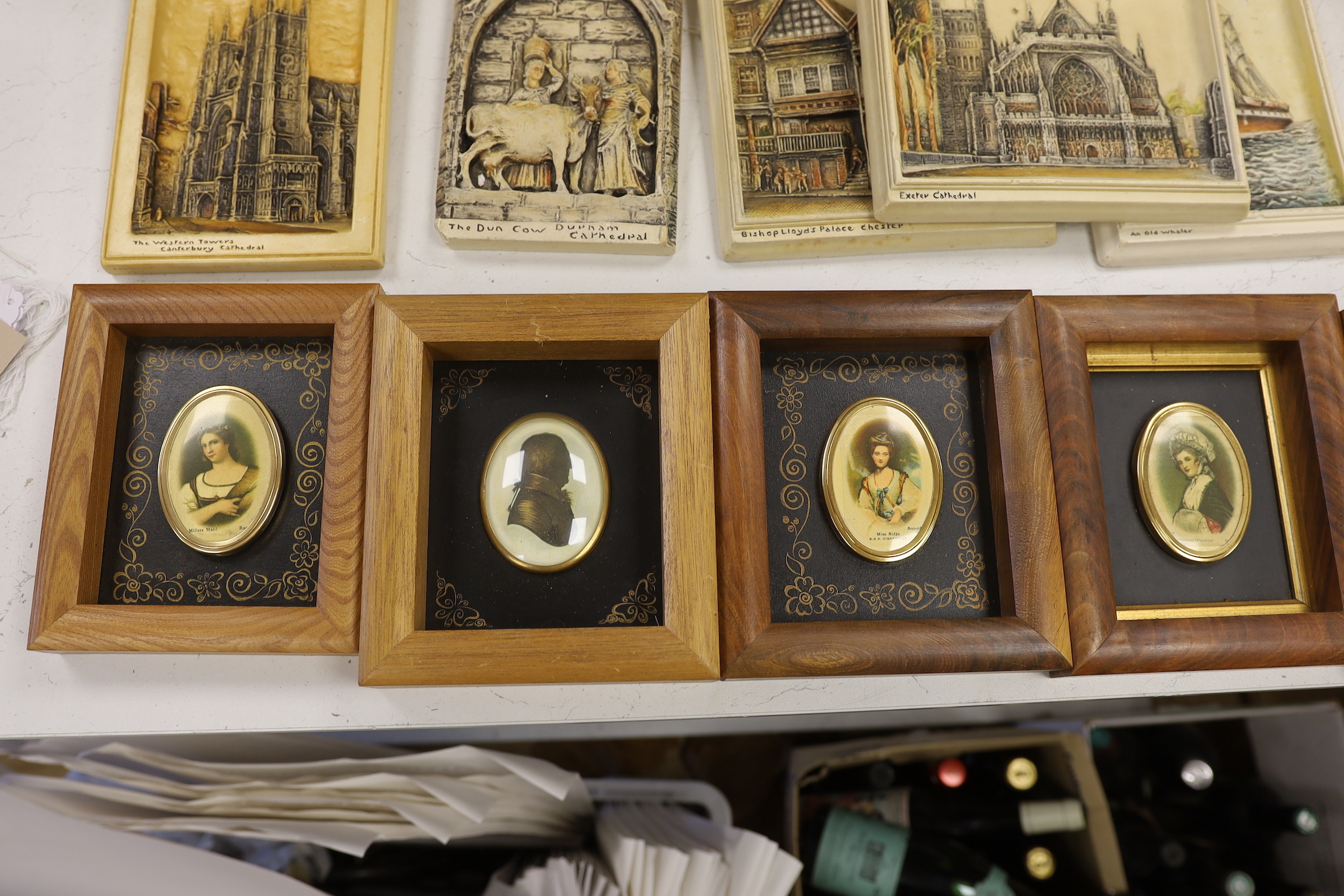 A collection of ten Osborne Ivorex plaques and framed silks - Image 3 of 6