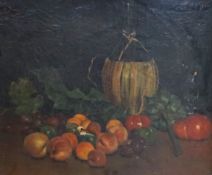 J. Bernard (19th century, French), oil on canvas, Still life of fruit, signed, dated and