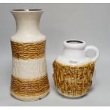 A mid 20th century West German Carstens jug and a similar vase, tallest 30cm