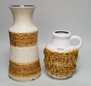 A mid 20th century West German Carstens jug and a similar vase, tallest 30cm