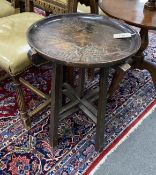 A Liberty & Co. Japanese circular tray top table, diameter 46cm, height 61cm