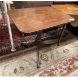 A Regency rectangular mahogany tilt top tea table, width 78cm, depth 55cm, height 71cm