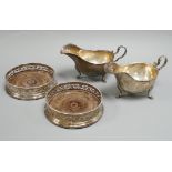 A pair of George III pierced silver coasters, William Plummer, London, 1779, 12cm and a pair of