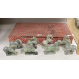 A set of eight Chinese hardstone figures of the horses of Mu Wang