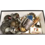 A group of assorted smoker's accoutrements and plated mugs