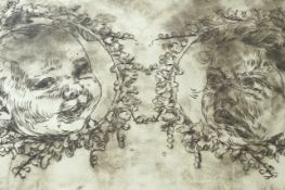 Modern British, drypoint etching, Study of two child's heads, 20 x 29cm