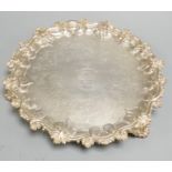 A Victorian silver salver, London, 1843, 23.8cm, 17.2oz.