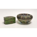A Chinese plique à jour enamel bowl, 7cm tall, and a similar box and cover
