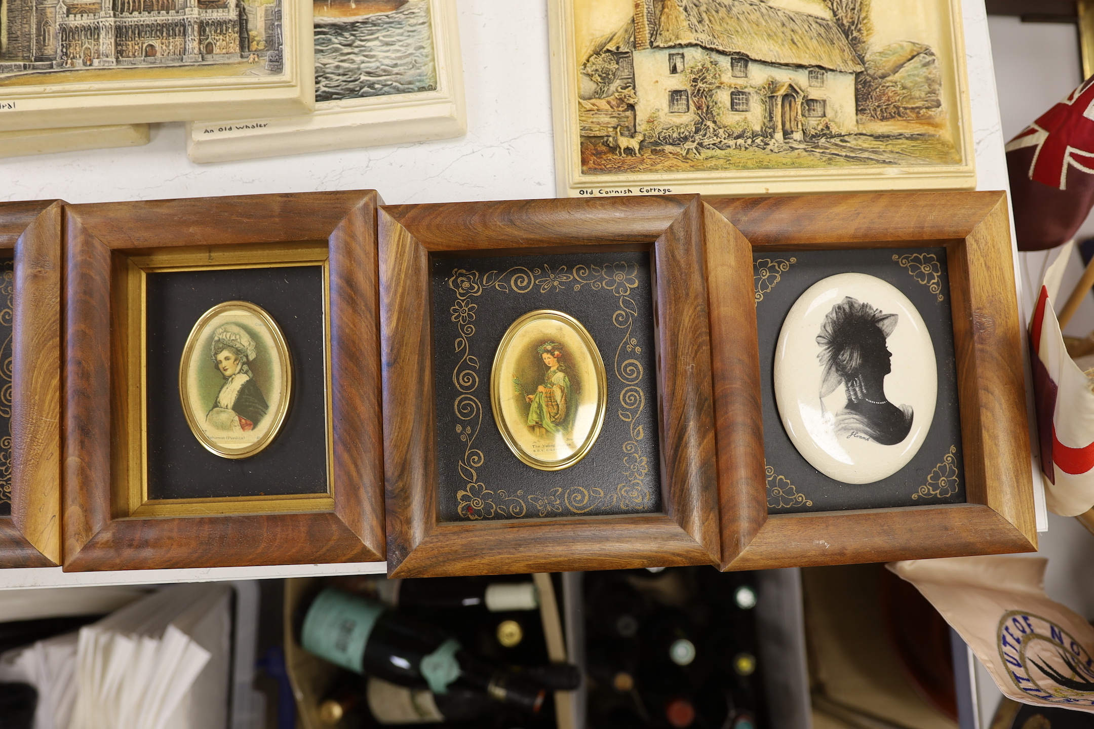 A collection of ten Osborne Ivorex plaques and framed silks - Image 2 of 6