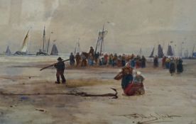 Thomas Bush Hardy (R.B.A. 1842-1897), watercolour, 'Low Tide', signed and dated 1884, 13 x 20cm