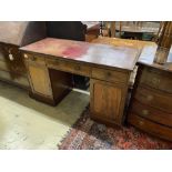 A Victorian mahogany kneehole desk, width 124cm, depth 54cm, height 76cm