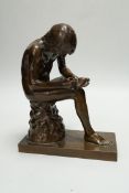 After Ferdinand Barbedienne (1810-1892). A bronze model of Spinario, 24cm
