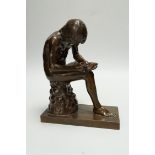 After Ferdinand Barbedienne (1810-1892). A bronze model of Spinario, 24cm