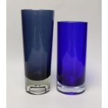 Two Italian coloured glass vases, tallest 26.5cm