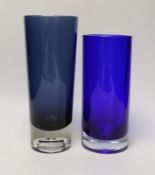 Two Italian coloured glass vases, tallest 26.5cm