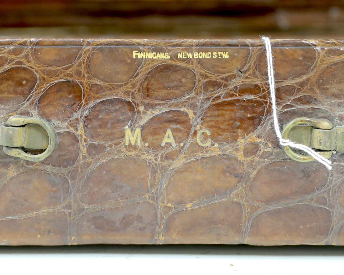 A Finnigans crocodile leather attaché case, pre 1940, with interior figments and blotter, 45cm wide, - Image 3 of 4