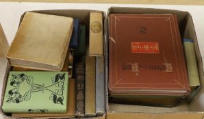 ° ° Two boxes of miscellaneous books, including two early editions of Stevenson's Dr. Jekyll and