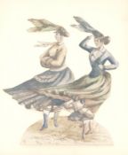 J.D. Nichols (19th C.), four ink and watercolour cut-out studies of musicians and dancers, signed
