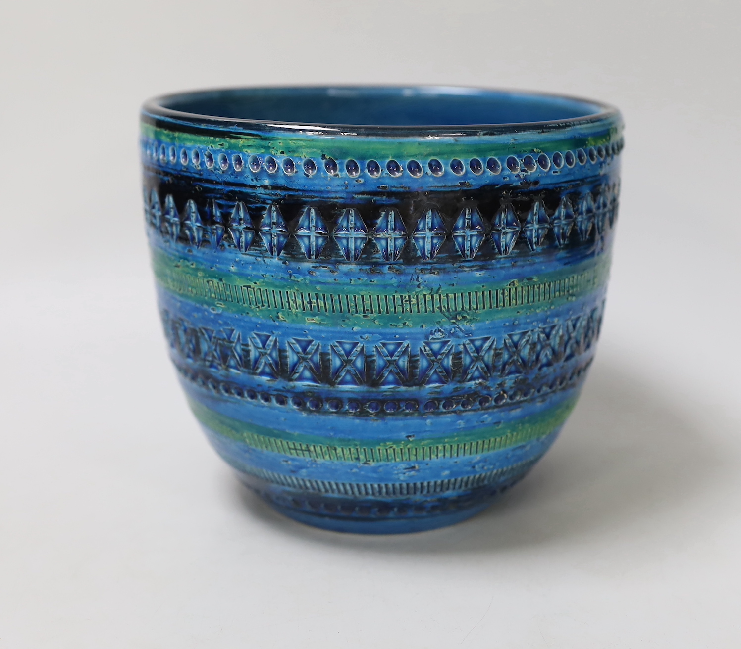 An Aldo Londi turquoise glazed jardiniere 1955, Rimini blue, 16cm