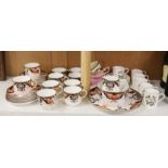 A Royal Crown Derby Imari pattern 1270 part coffee set and Royal Worcester coffee cans etc.