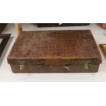 A Finnigans crocodile leather attaché case, pre 1940, with interior figments and blotter, 45cm wide,