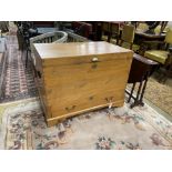 A large pine mule chest, length 100cm, depth 60cm, height 76cm